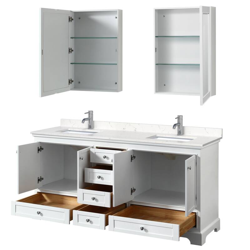 Deborah 72-inch Double Vanity, Cultured Marble Top, Medicine Cabinets