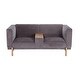 preview thumbnail 1 of 7, Velvet Upholstered and Oak Wood Sofa with Middle Console Storage