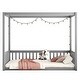 preview thumbnail 32 of 49, Full Size Wood Canopy Bed with Guardrails,Floor Bed For Kids