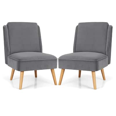 2pcs Velvet Living Room Chair Armless Accent Chair Grey - 23.5" x 35"