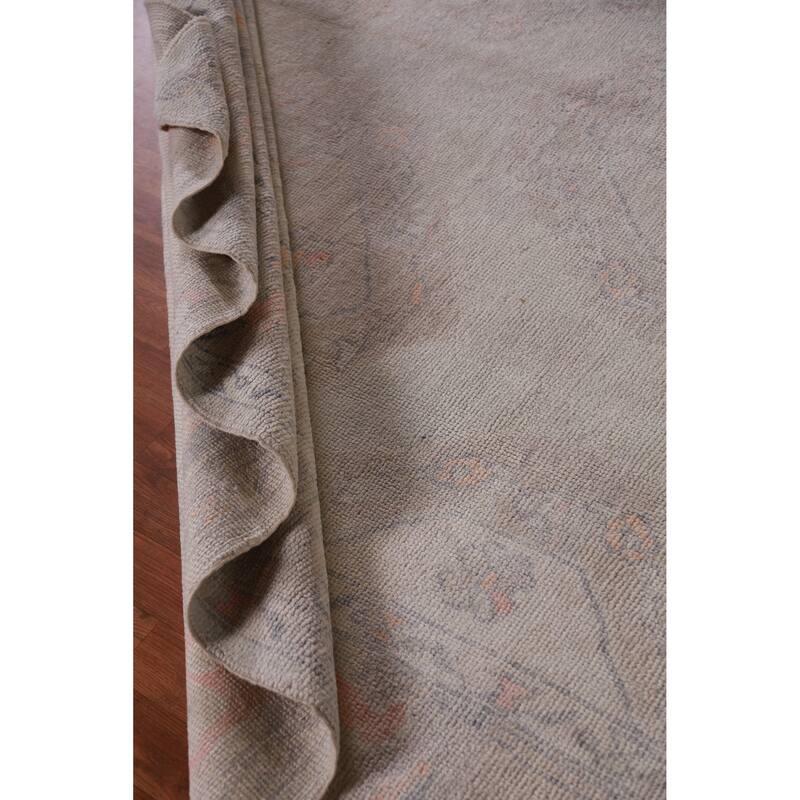 Hand Knotted Oriental 100% Wool Carpet Transitional Geometric Beige & Ivories Oushak Area Rug - 12' 0'' X 8' 10''