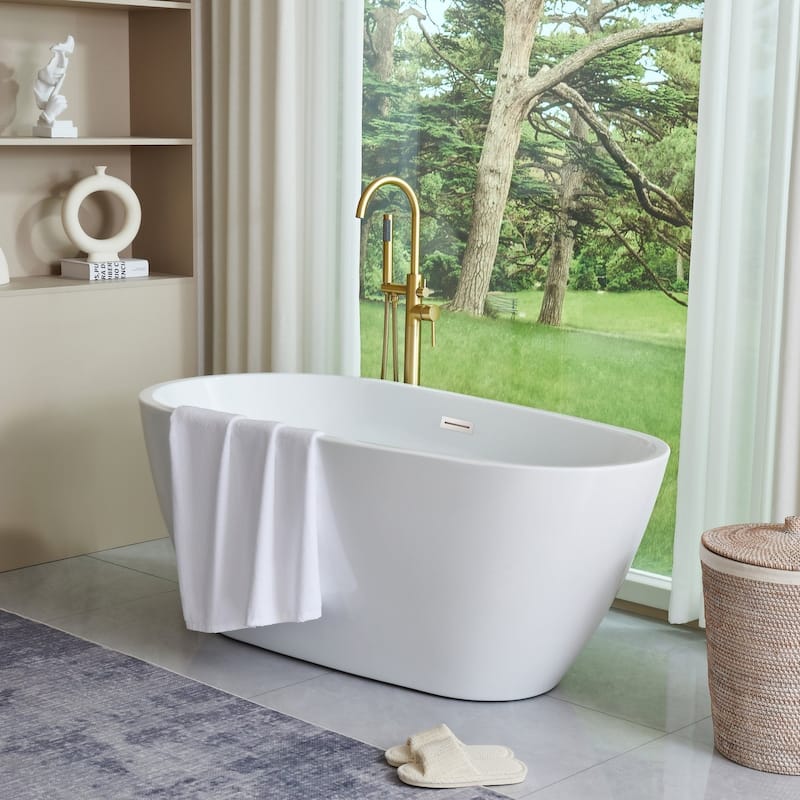 Vanity Art 59" Acrylic Freestanding Soaking Bathtub