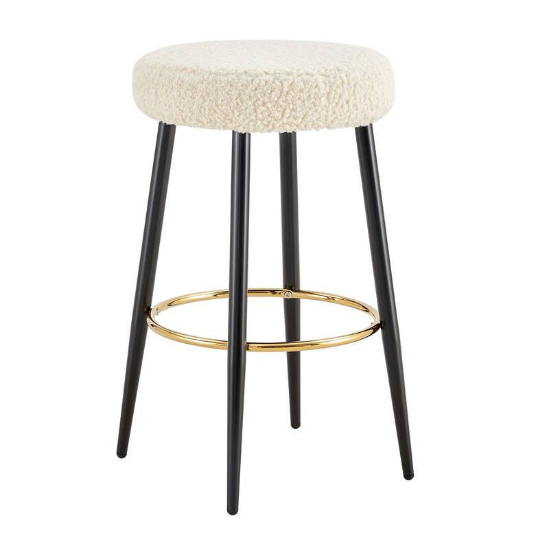 Bar Stools PU Kitchen Stools Upholstered Stools with Golden Footrest