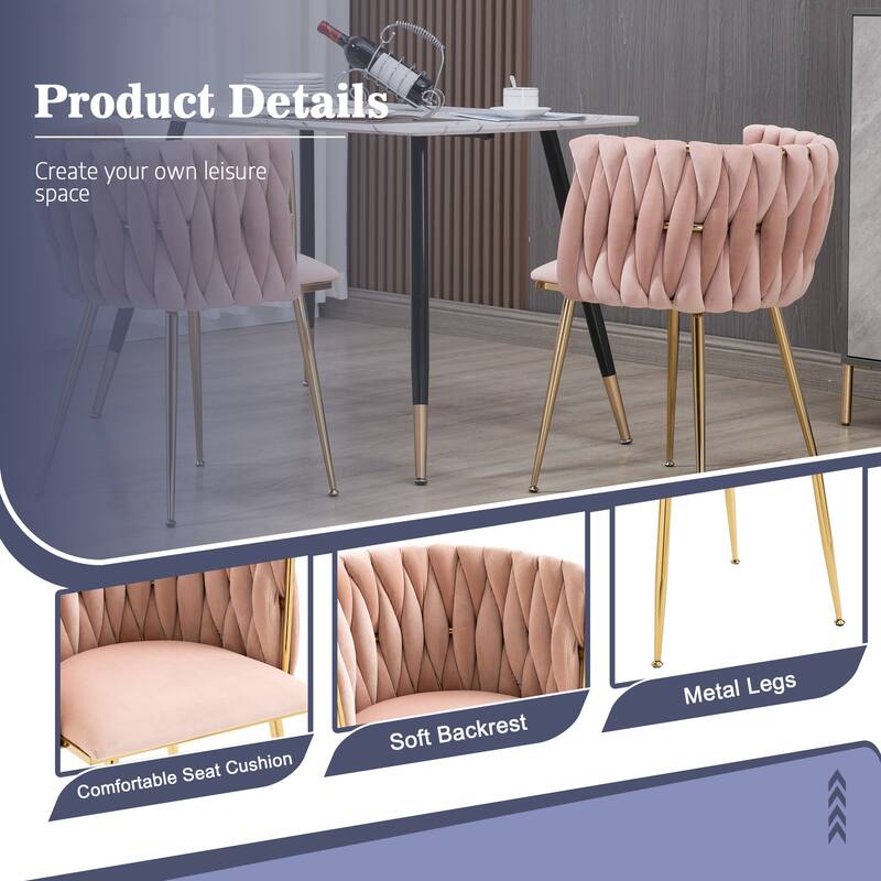 Makeup Chair, Home Backrest Light Luxury Dining Chair, Balcony Table Edge Chair (set of 2)