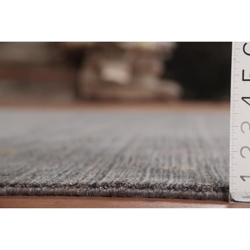 Gray Gabbeh Rug Hand-Knotted Tribal Oriental Wool Carpet - 7'10"x 9'7"