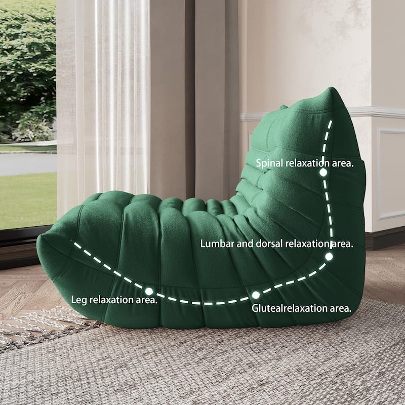 Single Lazy Sofa Teddy Fabric Soft Sponge Lounger Bean Bag Chair