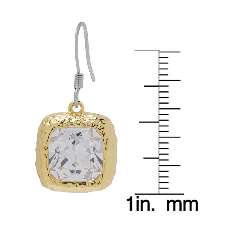 Victoria Townsend Yellow Gold Plated Square Cubic Zirconia Drop Dangle Earrings