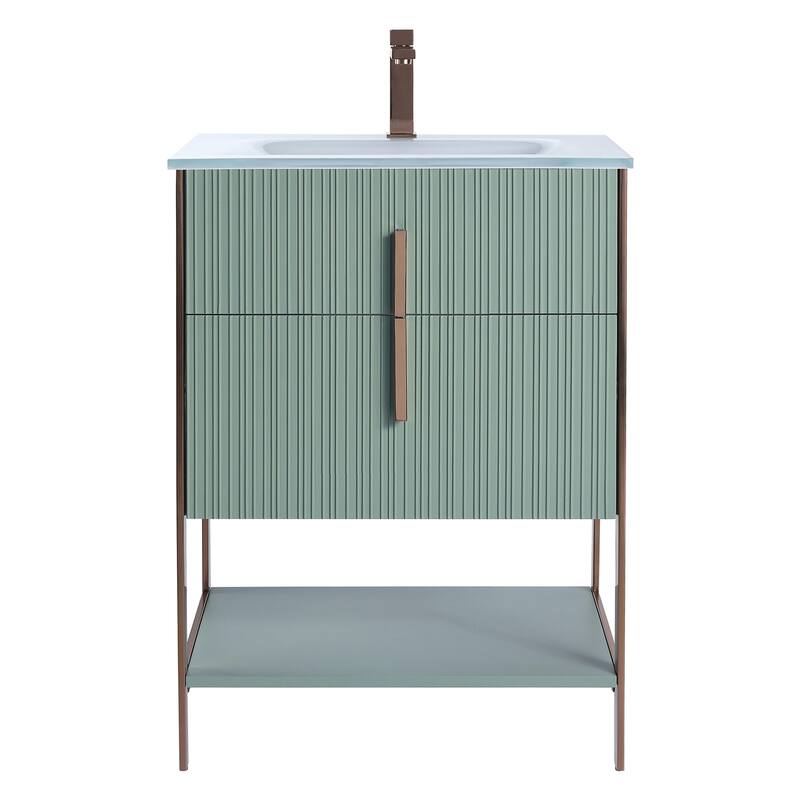 Fine Fixtures Serenity Modern Bathroom Vanity with White Glass Top