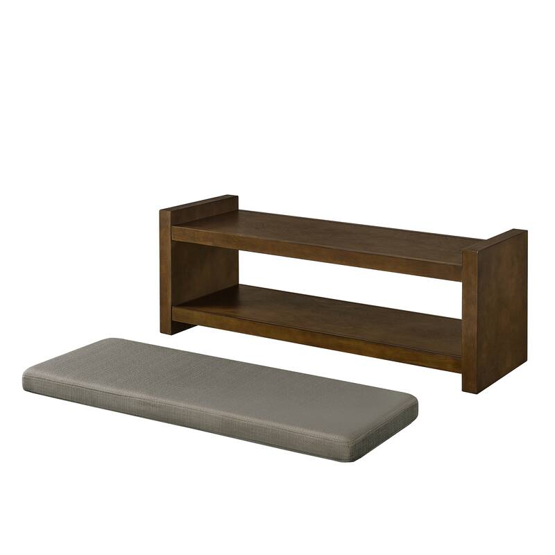 Homy Casa 47" / 40" Accent Bench with Storage, Padded Seating & Lower Shelf Shoe Rack