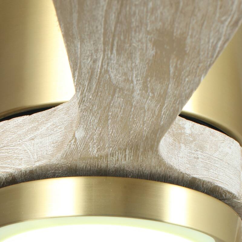 Modern Sand Gold Low Profile Flush Mount LED Ceiling Fan with Light and Remote - 52 Inches
