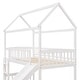 preview thumbnail 9 of 7, House Loft Bunk Bed Frames with Slide & Ladder, House Shaped Wooden Loftbeds w/Safety Guardrail & Storage Space Under Bed