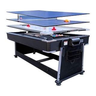 RACK Triad 7-Foot 3-in-1 Swivel Billiard/Pool Table with Air Hockey, Table Tennis, and Dining Top