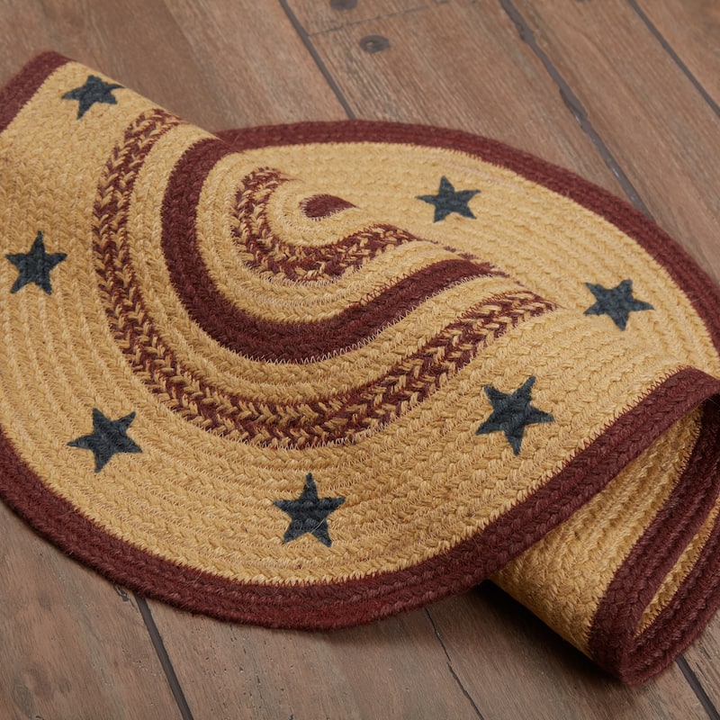 Potomac Jute Rug Oval Stencil Stars w/ Pad 20x30 - 20" x 30" Oval