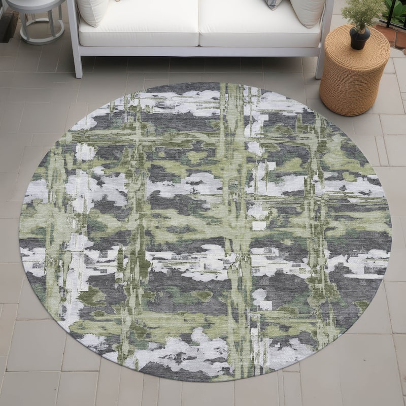 Machine Washable Indoor/ Outdoor Casual Fowler Chantille Rug - Aloe - 8' x 8'