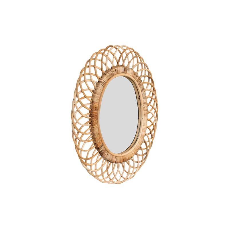 Oval Woven Bamboo Wall Mirror - Natural
