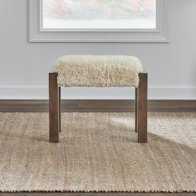 Liberty Furniture Broadmore Upholstered Stool Faux Sheepskin - Width 24" x Depth 16" x Height 19"