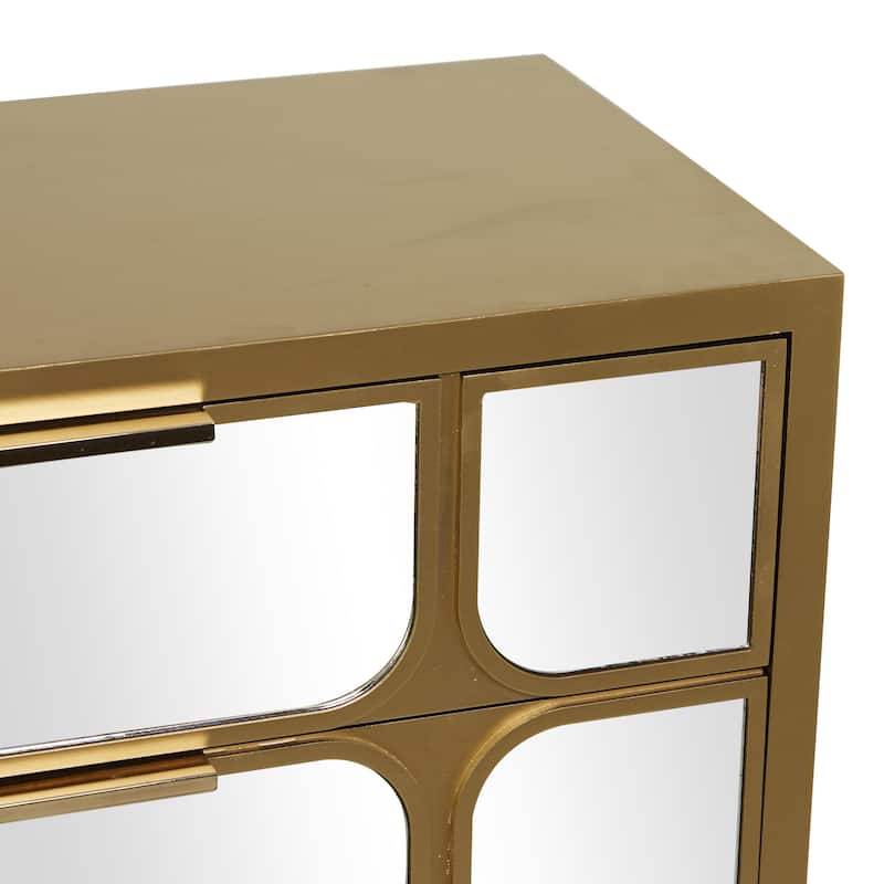 Wooden 3 Drawer Chest with Mirrored Front - Gold or Black - Roche River Decor