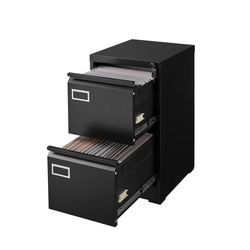 Modern 2-Drawer Filing Cabinet, Vertical File Cabinet with Lock and Silent Slide Rail Adjustable Rod, for Home Office