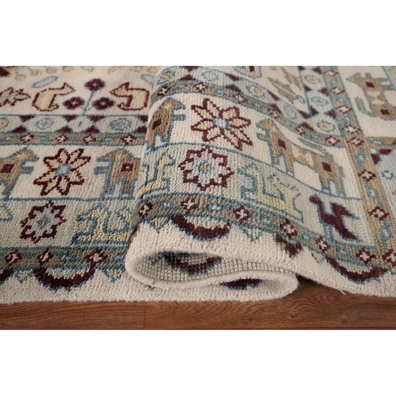 Tribal Geometric Heriz Serapi Area Rug Handmade Oriental Wool Carpet - 7'10"x 9'7"