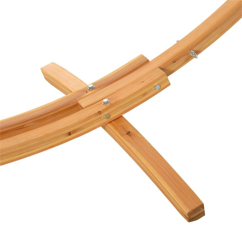 Solid Wood Hammock Stand with Crescent Arc Design for Balcony Garden Porch Relaxing - 128"L x 47.25"W x 46.5"H