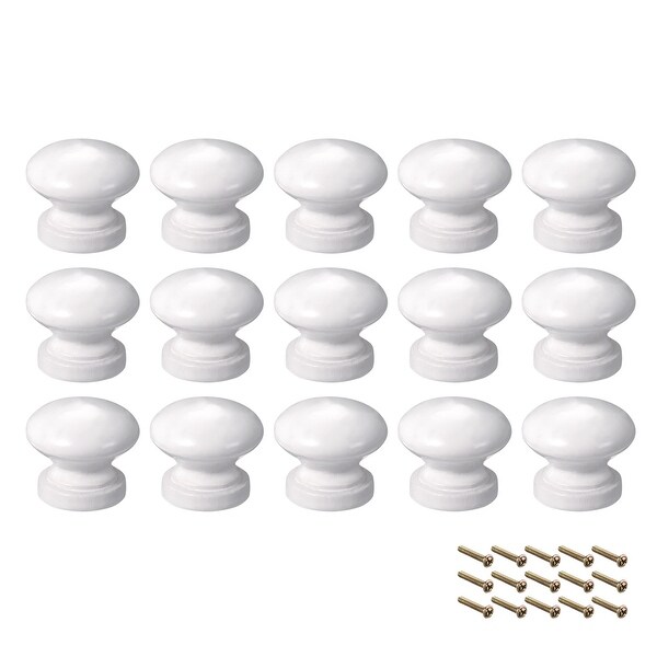 Round Pull Knob Handle 24mm Dia Cabinet Furniture Bedroom Kitchen White 15pcs - 24mmx22mm(D*H)-15pcs