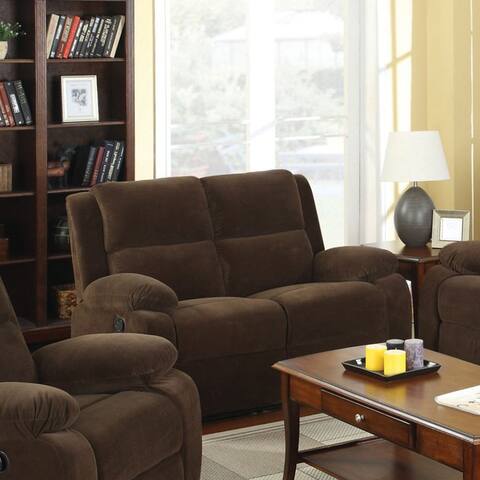 Furniture of America Lood Traditional Brown Fabric Reclining Loveseat
