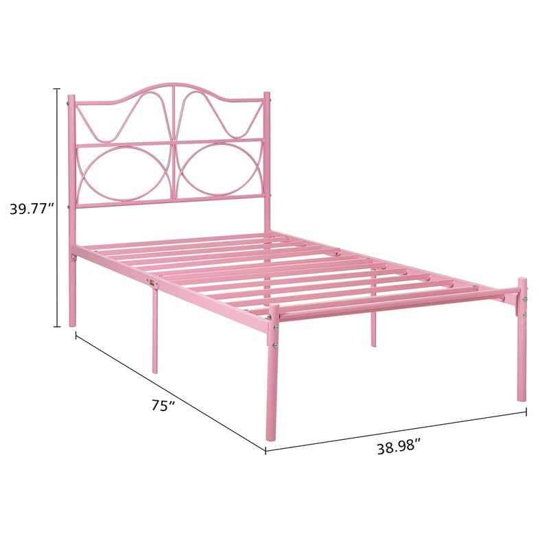 Javlergo Metal Platform Bed Frame with Elegant Headboard, Heavy Duty Steel Slats Support/No Box Spring Needed