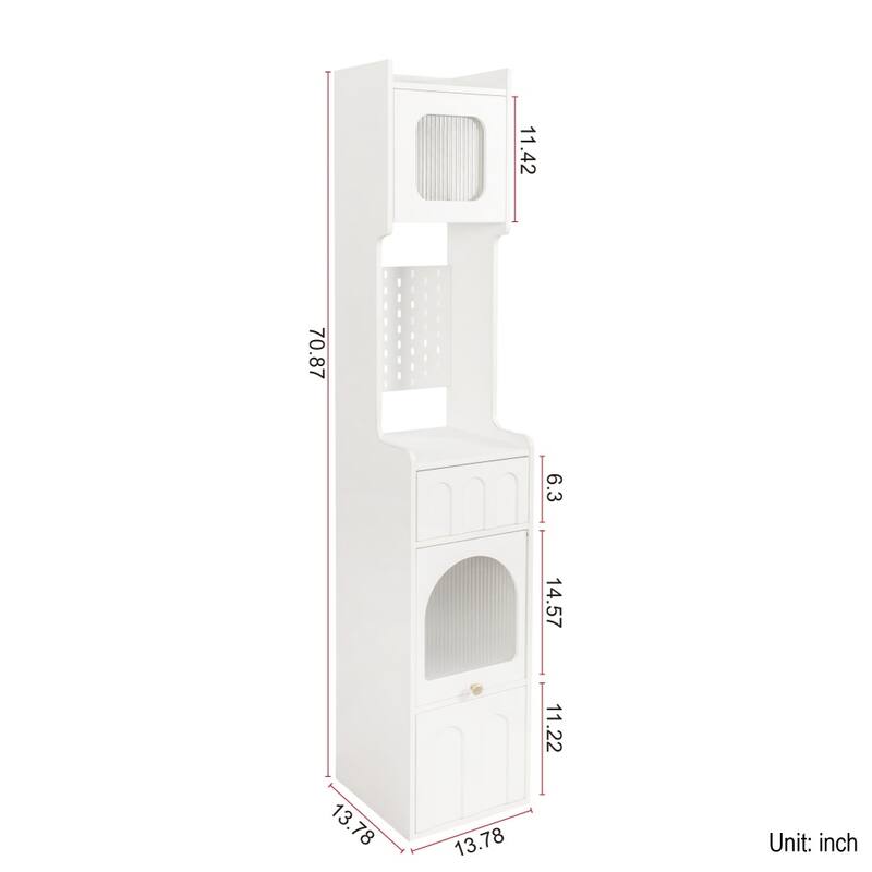 Modern Compact Storage Cabinet with Drawers & Glass Doors
