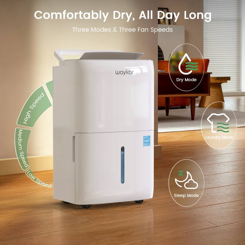 150 Pint Energy Star Dehumidifier for 7,000 Sq. Ft. – Auto Comfort Mode, Ultra Quiet, Drain Hose & Water Tank