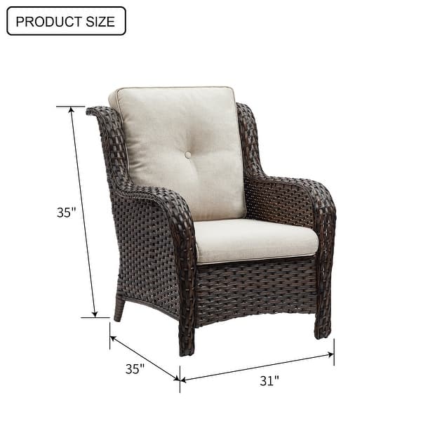 Outdoor Wicker Club Chairs Patio Furniture with Cushion (Set of 2) On
