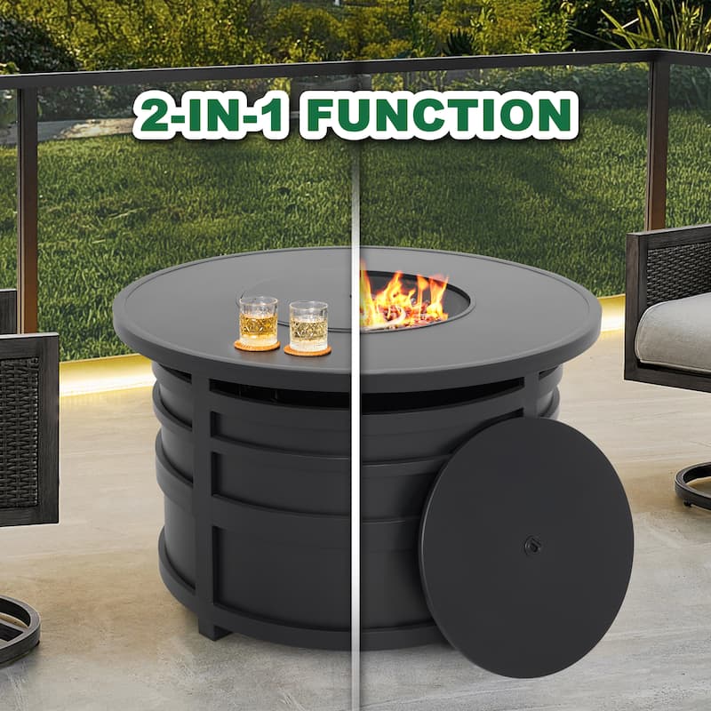 Outdoor 50,000 BTU Aluminum Propane Gas Fire Pit Set with Swivel Chairs