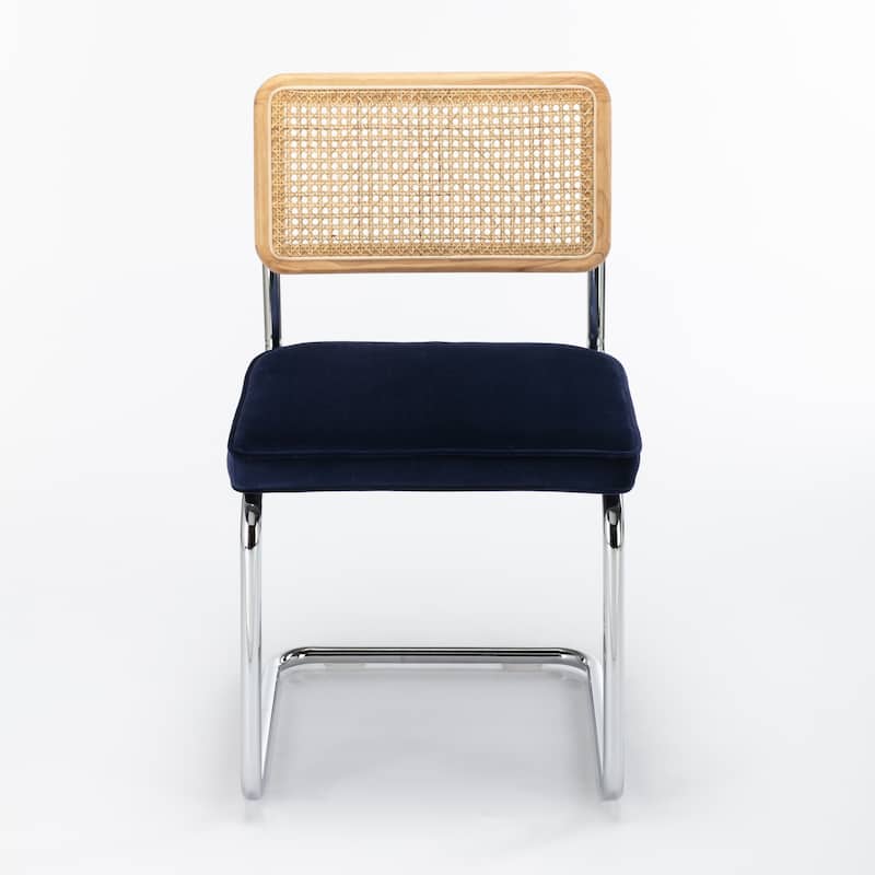 Latham Cane Back Velvet Side Chair (Set of 2) - Sapphire