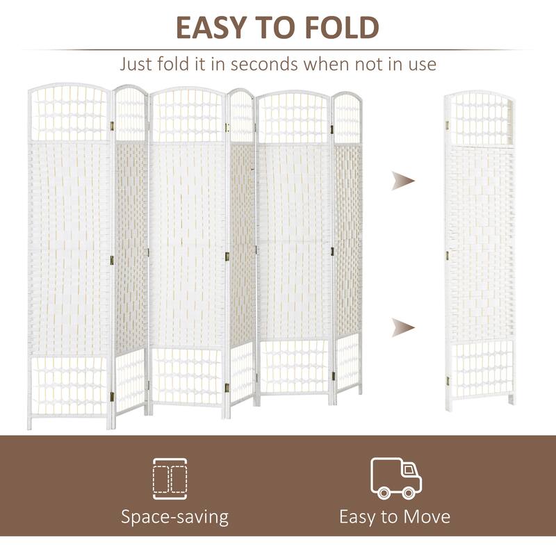 Poplar Wood Wicker Room Divider with Foldable Panels