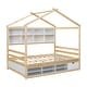 preview thumbnail 8 of 10, Natural Full Size House Bed with Roof Frame, Bedside-shelves, and Under Bed Storage Unit