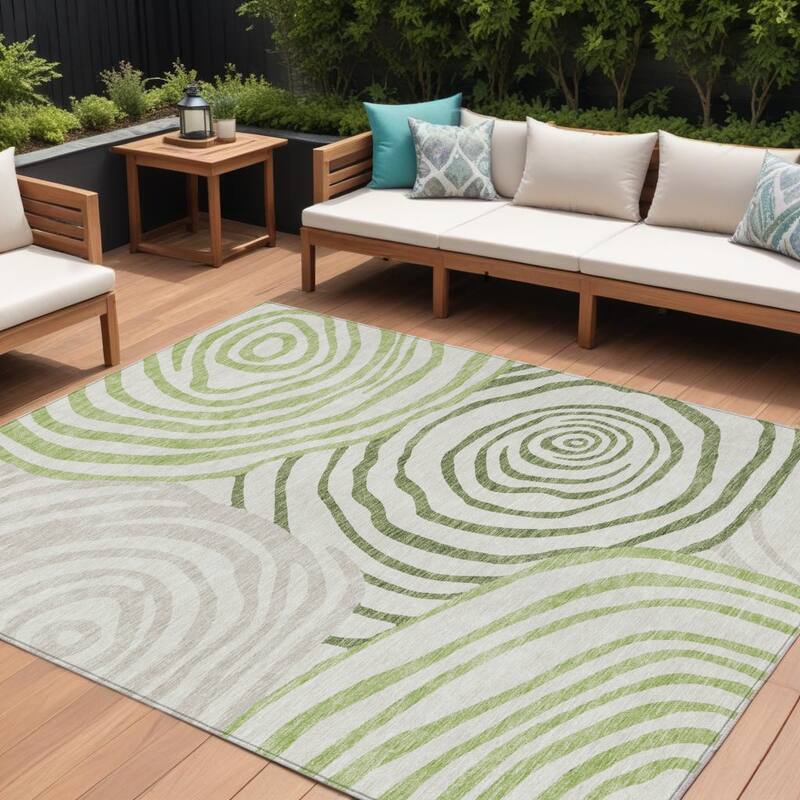 HomeRoots Abstract Transitional Rectangle Outdoor Rug - 8' X 10'