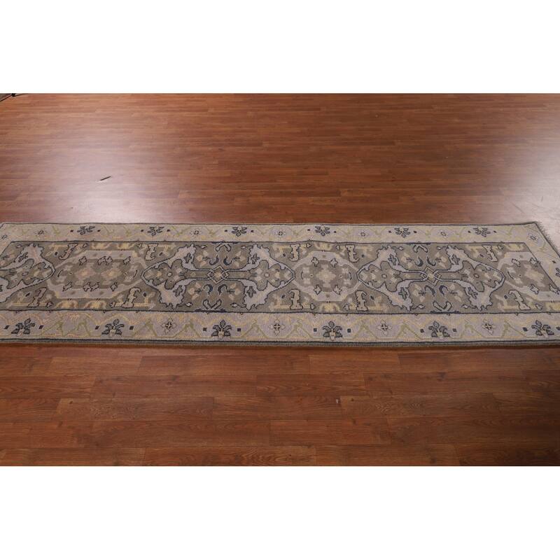 Transitional Oushak Oriental Runner Rug Hand-Knotted Wool Carpet - 2'7" x 9'9"