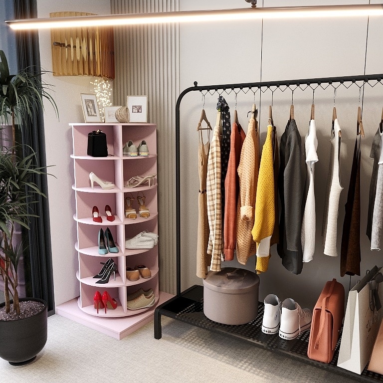 Revolving sales shoe organizer