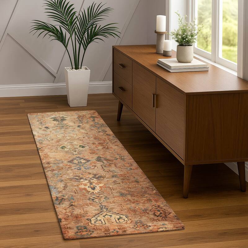 Machine Washable Indoor/ Outdoor Traditional Serenity Chantille Rug