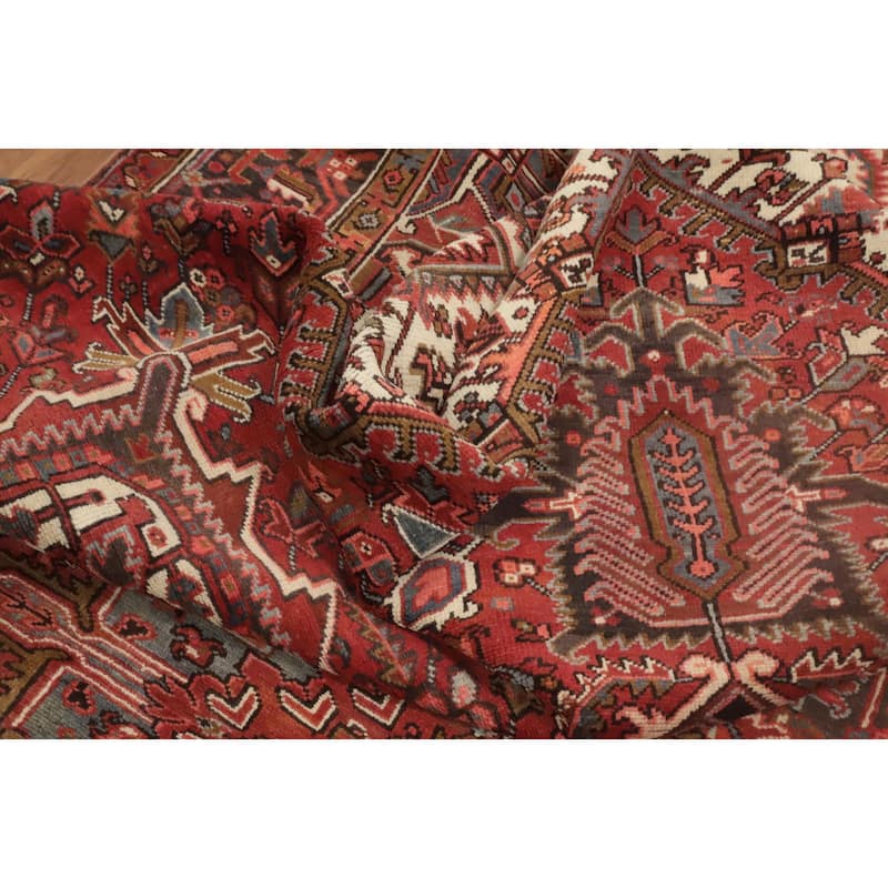 Hand Knotted Oriental 100% Wool Carpet Traditional Medallion Red Heriz Area Rug - 12' 8'' X 9' 11''