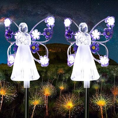 Solar Garden Light, Fairy Angel Solar Powered Fairy Waterproof Light, 2pcs LED Outdoor Decorative Light