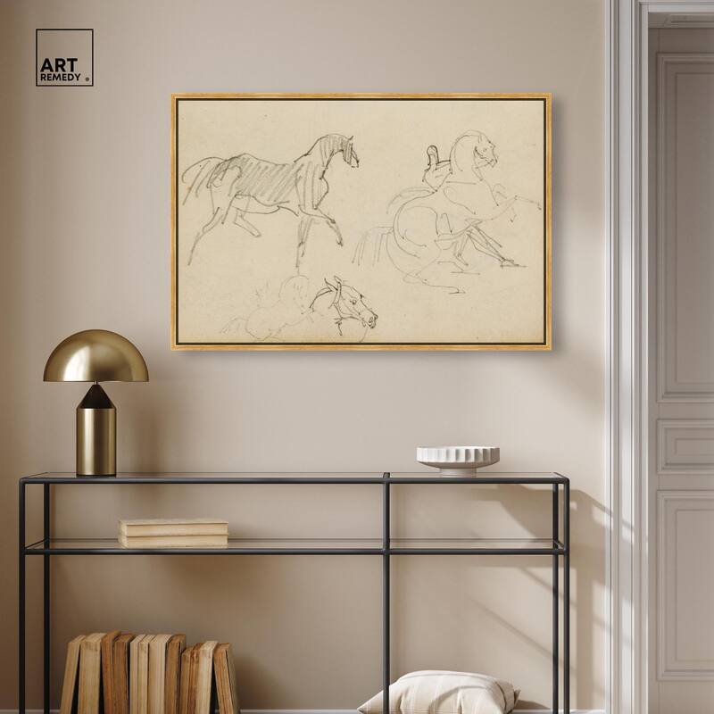 Gericault - Three horse studies Canvas by Art Remedy