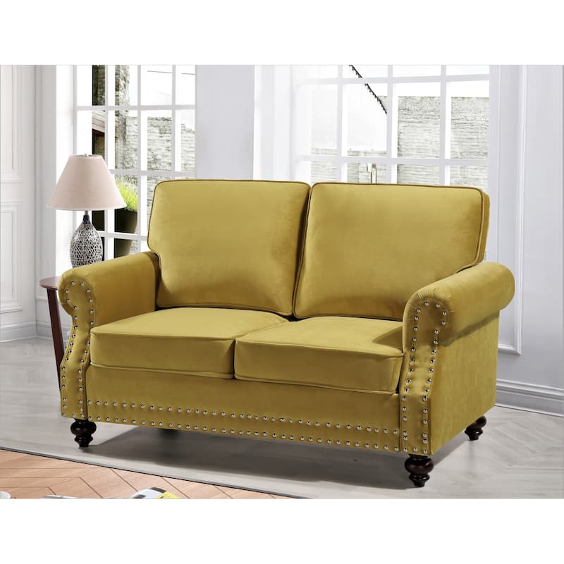 Suffield Velvet Nailhead Loveseat