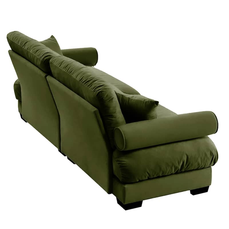 Modern Oversized Modular Sectional Sofa, 93.7" Velvet 2-Seater Loveseat with Armrests, Pillows for Living Room & Home Theater