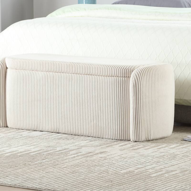Entryway Upholstered Fabric Storage Ottoman