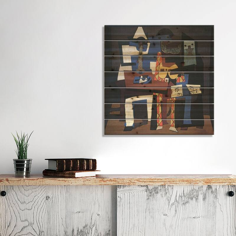Three Musicians Print On Wood by Pablo Picasso - Multi-Color