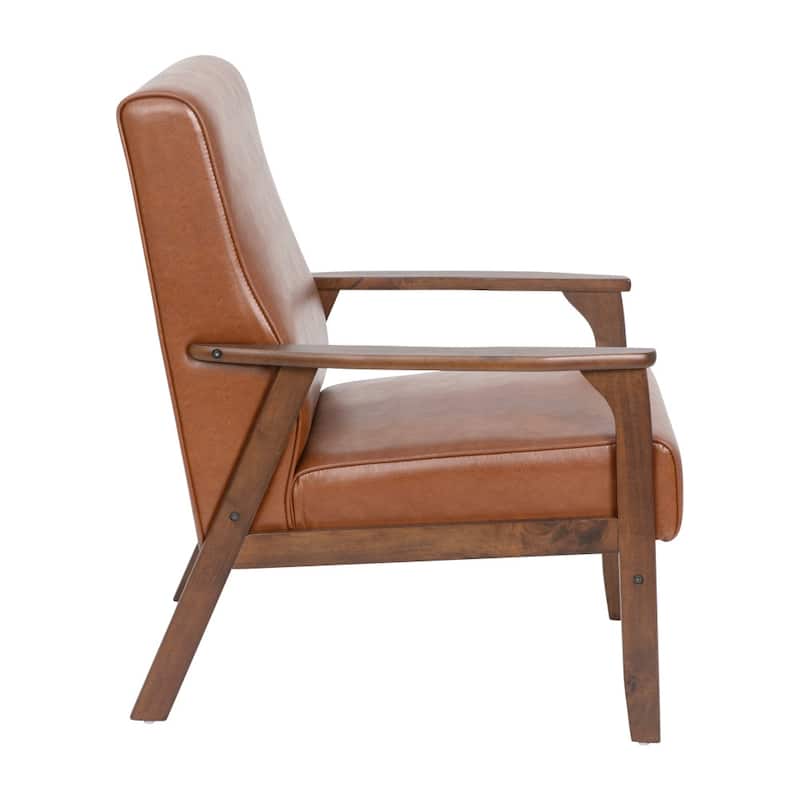Mid-Century Modern Arm Chair with Wooden Frame and Arms