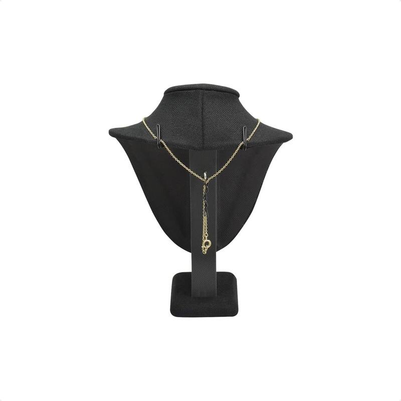 Small Linen Covered Wood Jewelry Display Necklace Chain Jewelry Bust Display Holder Stand - S
