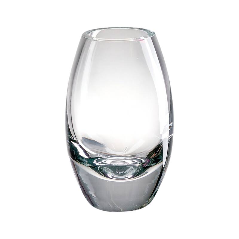 HomeRoots 9" Clear Oval Lead Free Crystal Table Vase