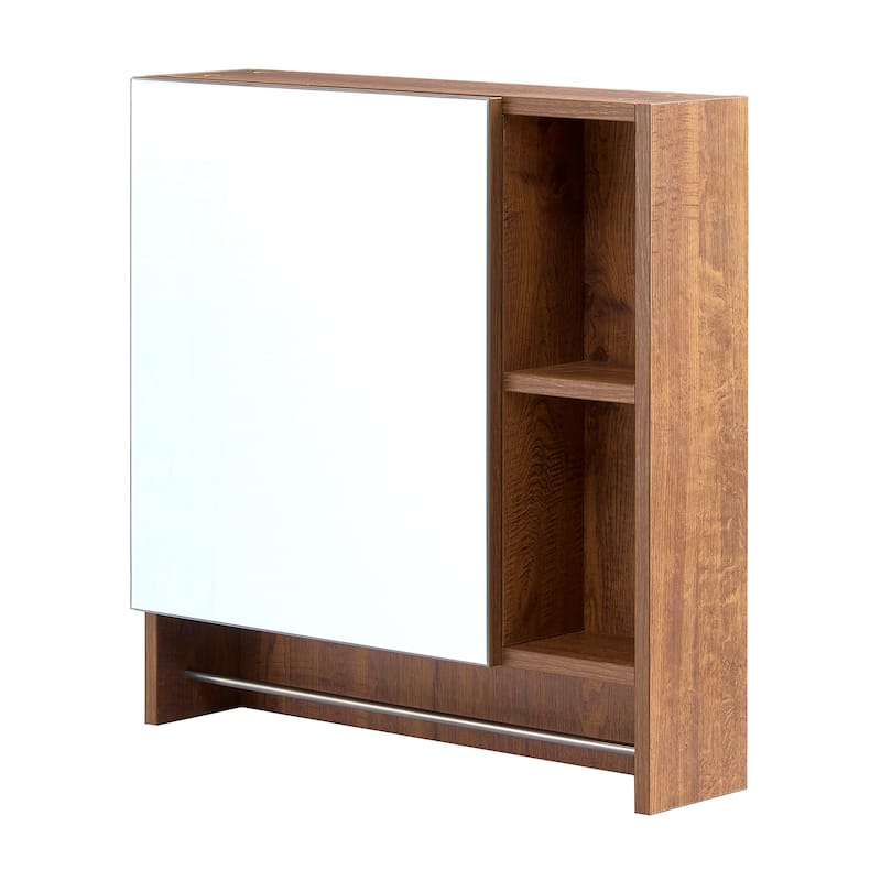 Bathroom Wall Mounted Mirror Cabinet Over The Toilet, Medicine Cabinet Storage Cabinet with Shelves and Towel Rack