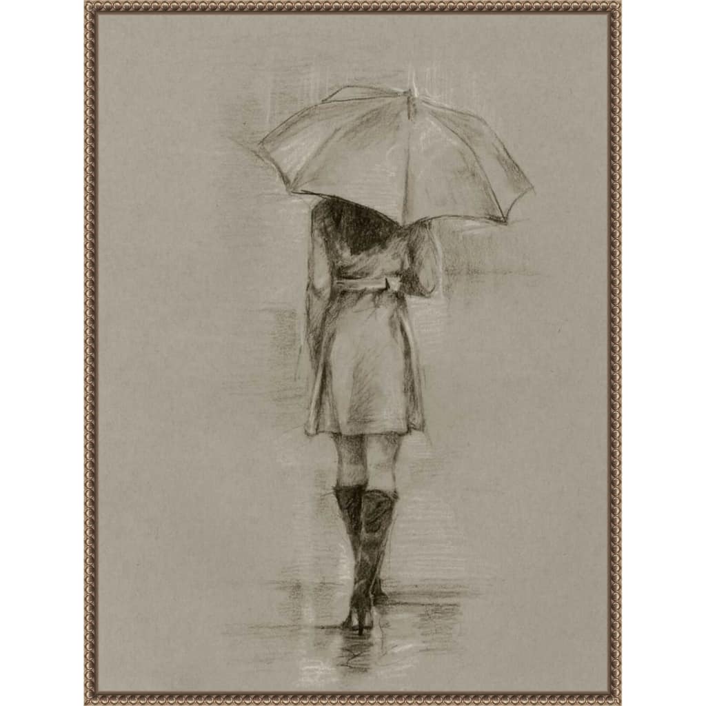 Rainy Day Rendezvous No. 1 by Ethan Harper Framed Canvas Wall Art Print
